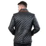 Mens Retro Padded Black Leather Jacket