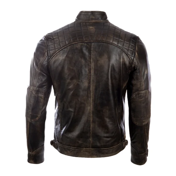 Mens Quilted Brown Leather Jacket