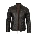 Mens Quilted Brown Leather Jacket