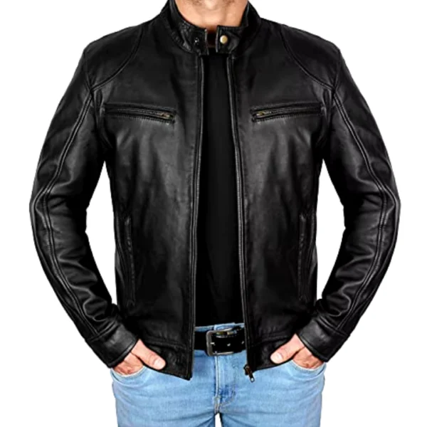 Mens Black Motorcycle Jacket