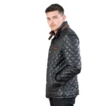 Mens Retro Padded Black Leather Jacket