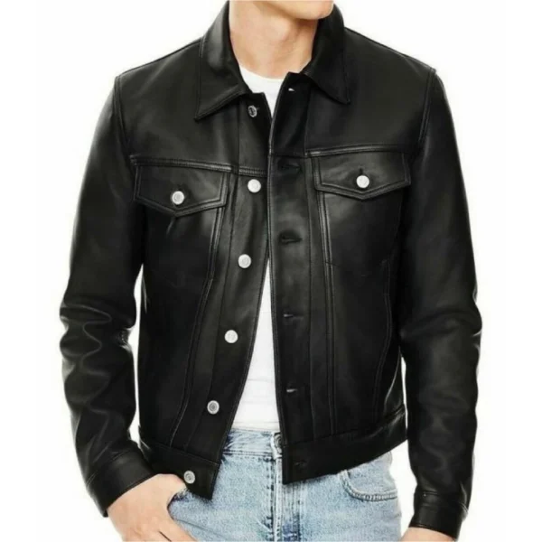 Mens Trucker Leather Jacket