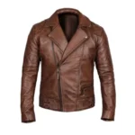 Men’s Vintage Quilted Brown Biker Jacket