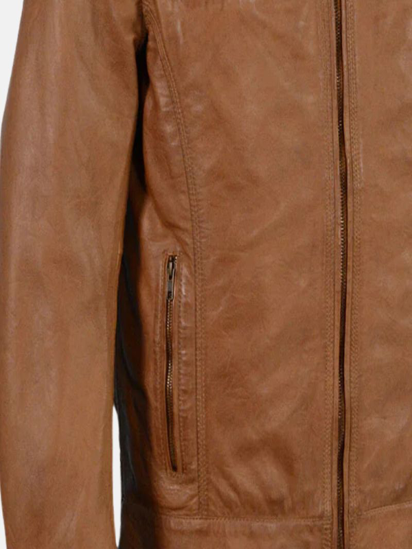 Men’s Cafe Racer Brown Leather Biker Jacket