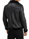 Men's Black Lightly Padded Shearling Leather Jacket