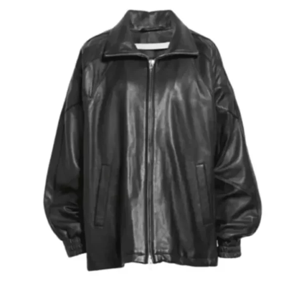 Women's Faux Leather Oversized Bomber Jacket