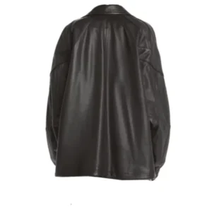 Women’s Faux Leather Oversized Bomber Jacket Back