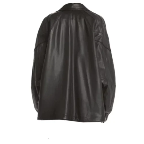 Women's Faux Leather Oversized Bomber Jacket