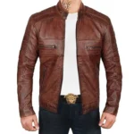 Men Brown Distressed Biker Jacket