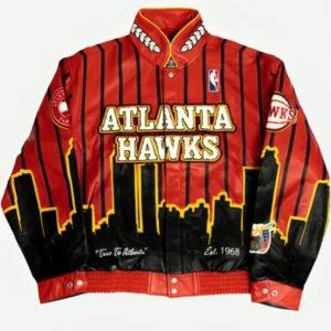 Atlanta Hawks Red Leather Jacket