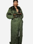 Cardi B Paris Fashion Week 2024 Green Fur Coat