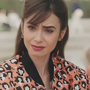 Emily In Paris Lily Collins Orange Bomber Jacket