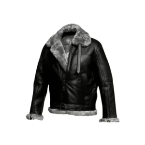 FUR Aviator Flying Pilot Black Jacket Side