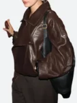 Hailey Bieber Brown Leather Jacket