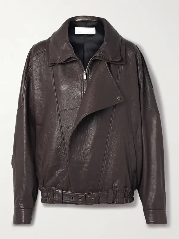 Hailey Bieber Brown Leather Jacket