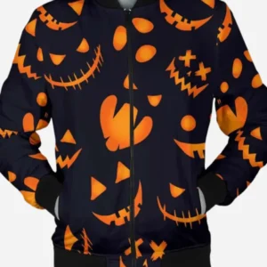 Halloween Pattern Pumpkins Bomber Jacket