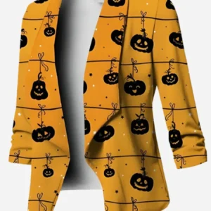 Halloween Pumpkin Printed Blazer