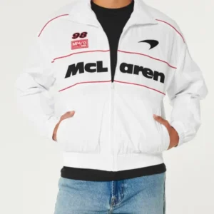 Hollister Mclaren White Bomber Jacket