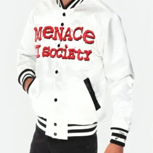 Menace To Society White Varsity Jacket