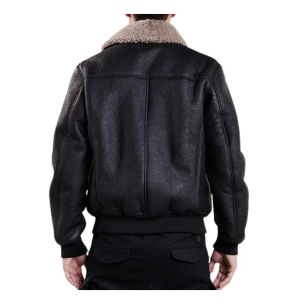 Mens Aviator Bomber Black Leather Jacket