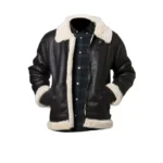 Mens Aviator Shearling Black Leather Jacket