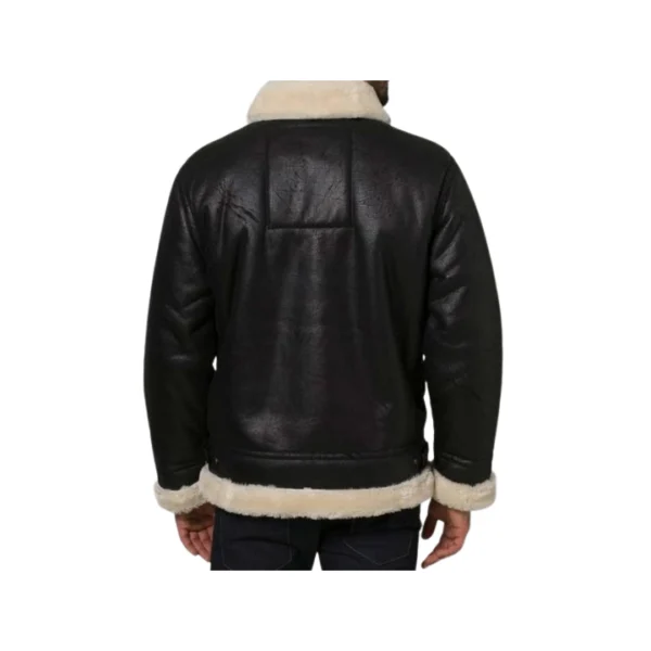 Mens Aviator Shearling Black Leather Jacket