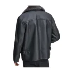 Men's Black Leather Fur Jacket