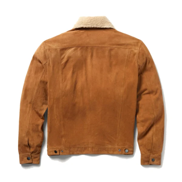 Men's Cognac Sherpa Lined Suede Jacket