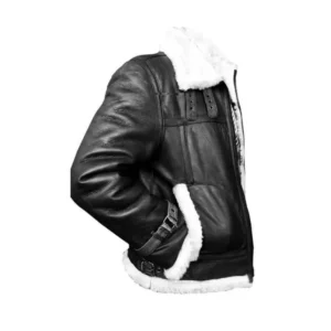 RAF B3 Aviator Shearling Black Jacket Side