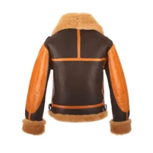 Raf B3 Aviator Brown Shearling Jacket Back