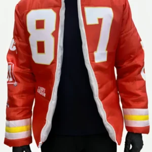 Travis Kelce Red Puffer Jacket