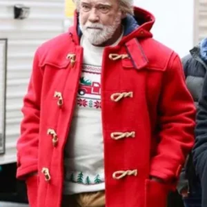 Arnold Schwarzenegger Santa Red Coat