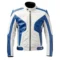 Lambskin White and Blue Biker Jacket